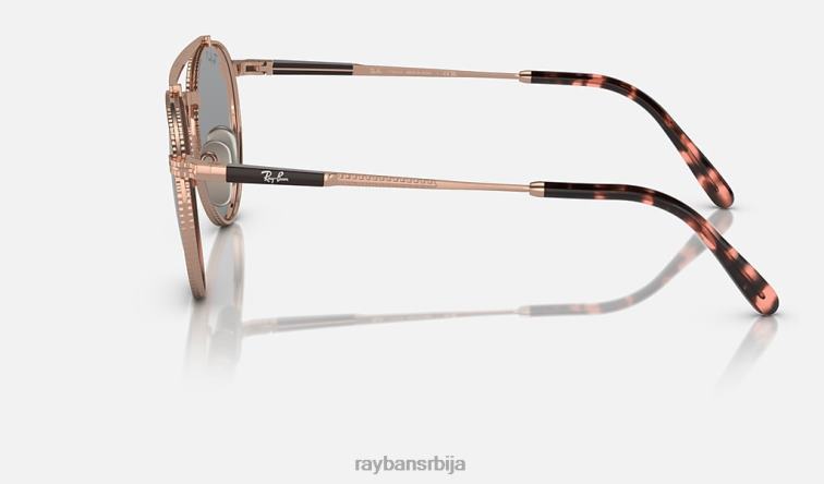 Ray-Ban роунд ии титанијум P0HP1460 наочаре за сунце полирано ружичасто злато/тамно љубичаста мушкарци