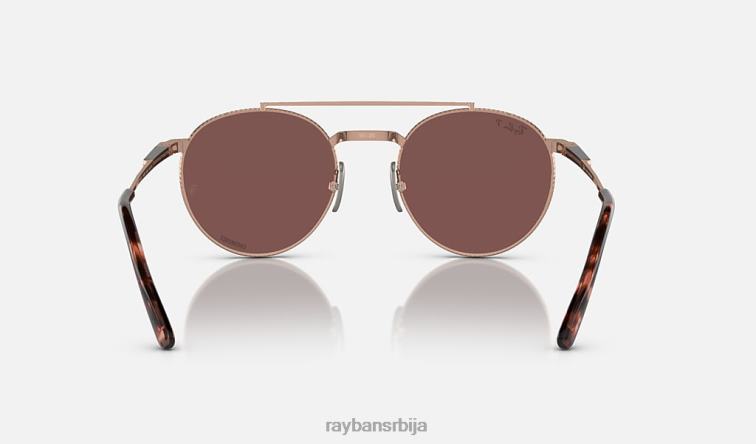 Ray-Ban роунд ии титанијум P0HP1460 наочаре за сунце полирано ружичасто злато/тамно љубичаста мушкарци