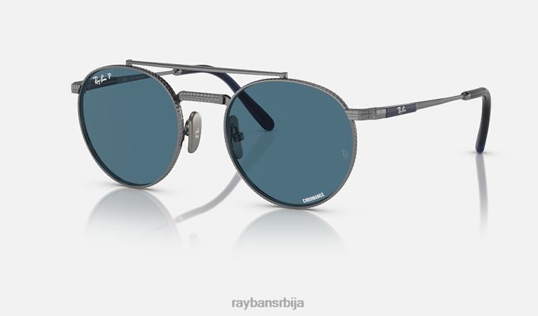 Ray-Ban роунд ии титанијум P0HP1462 наочаре за сунце углачан гунметал/плаво мушкарци