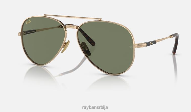 Ray-Ban авиатор ии титанијум P0HP1468 наочаре за сунце полирано златно/зелено мушкарци
