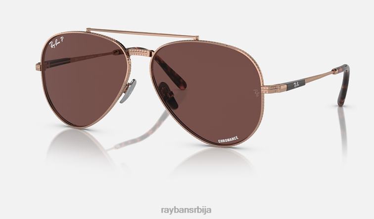 Ray-Ban авиатор ии титанијум P0HP1471 наочаре за сунце полирано ружичасто злато/тамно љубичаста мушкарци