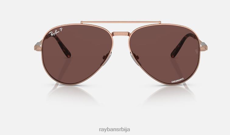 Ray-Ban авиатор ии титанијум P0HP1471 наочаре за сунце полирано ружичасто злато/тамно љубичаста мушкарци
