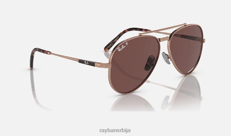 Ray-Ban авиатор ии титанијум P0HP1471 наочаре за сунце полирано ружичасто злато/тамно љубичаста мушкарци