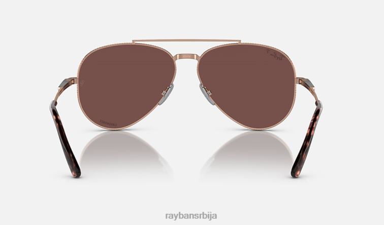 Ray-Ban авиатор ии титанијум P0HP1471 наочаре за сунце полирано ружичасто злато/тамно љубичаста мушкарци