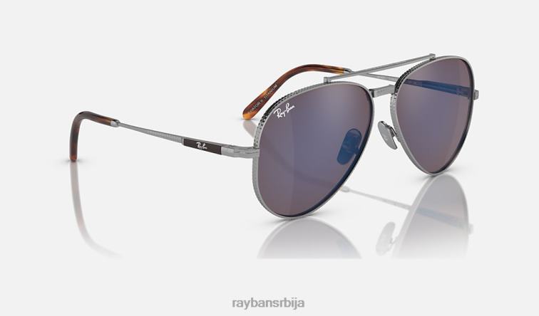 Ray-Ban авиатор ии титанијум P0HP1472 наочаре за сунце полирано сребрно/сиво плаво мушкарци