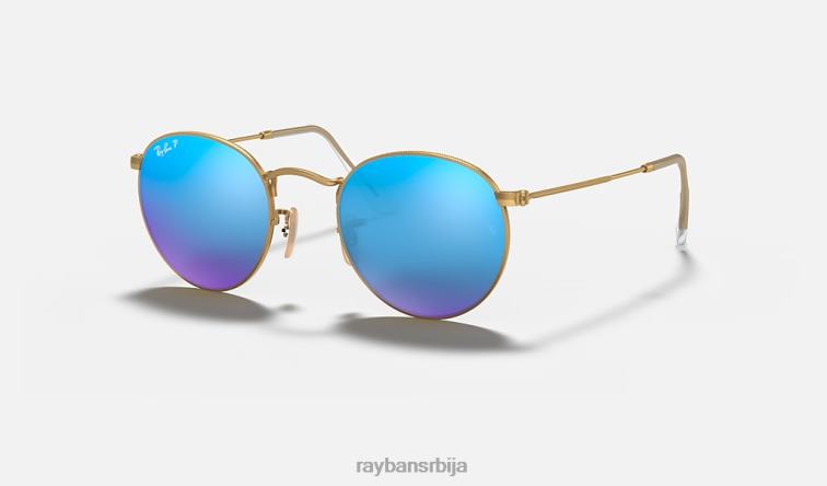 Ray-Ban округли блиц сочива P0HP1527 наочаре за сунце мат златно/плаво мушкарци