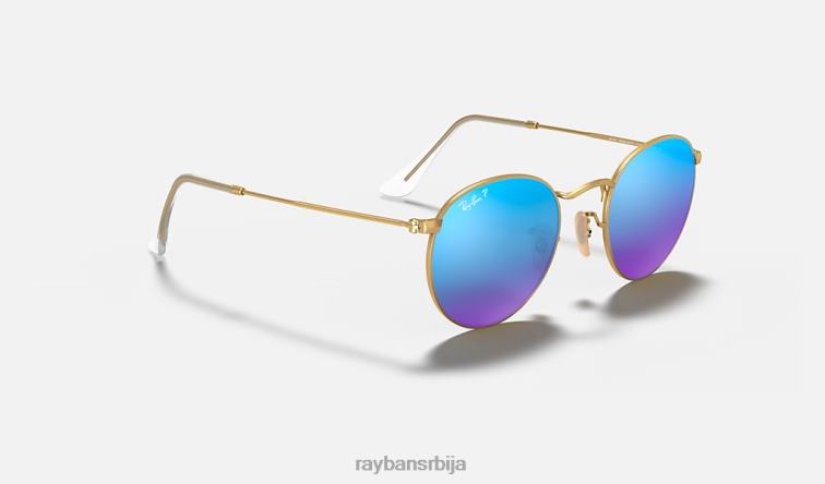 Ray-Ban округли блиц сочива P0HP1527 наочаре за сунце мат златно/плаво мушкарци