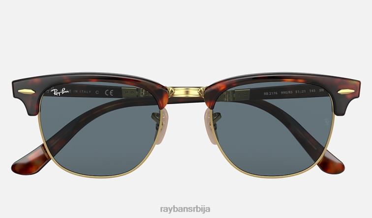 Ray-Ban цлубмастер фолдинг релоадед P0HP1530 наочаре за сунце углачана црвена хавана/плава мушкарци