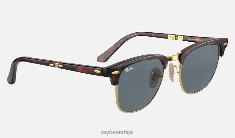 Ray-Ban цлубмастер фолдинг релоадед P0HP1530 наочаре за сунце углачана црвена хавана/плава мушкарци