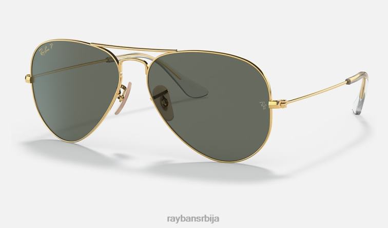 Ray-Ban авијатичар P0HP1543 наочаре за сунце полирано златно/зелено мушкарци