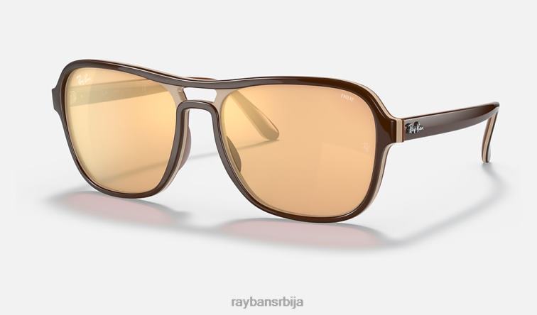 Ray-Ban стање бочно огледало еволуирати P0HP1554 наочаре за сунце полирани тамно браон/наранџасти фотохром мушкарци