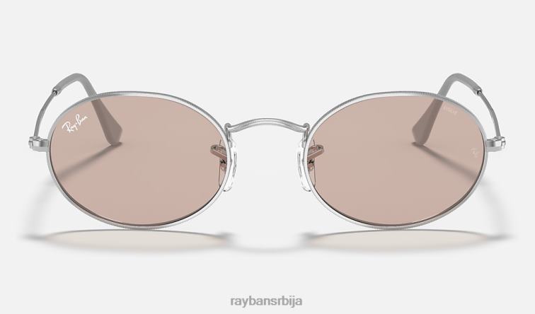 Ray-Ban овални чврсти еволуирају P0HP1555 наочаре за сунце полирани сребрни/ружичасти фотохром мушкарци