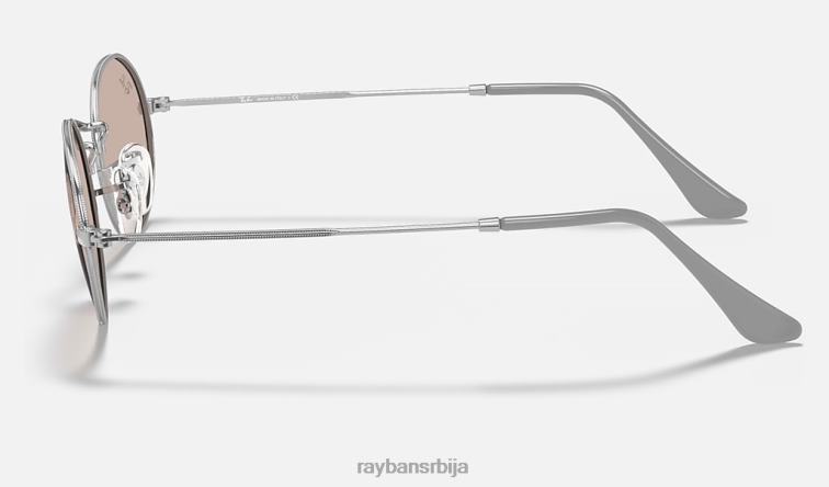 Ray-Ban овални чврсти еволуирају P0HP1555 наочаре за сунце полирани сребрни/ружичасти фотохром мушкарци