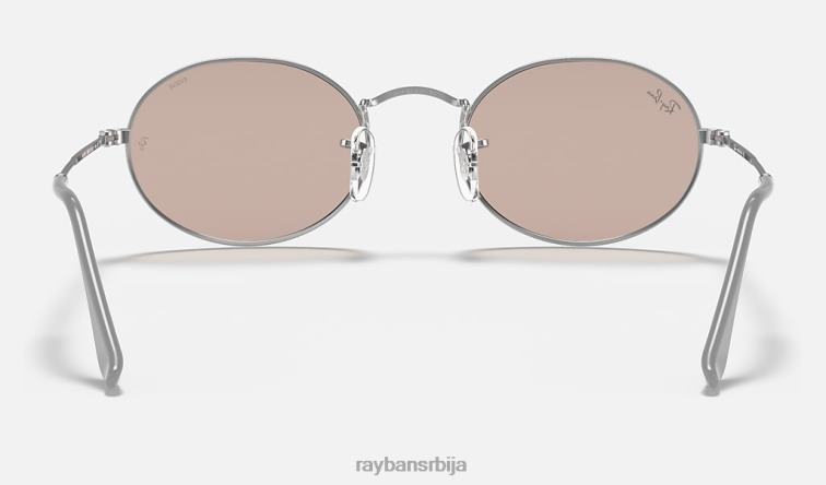 Ray-Ban овални чврсти еволуирају P0HP1555 наочаре за сунце полирани сребрни/ружичасти фотохром мушкарци