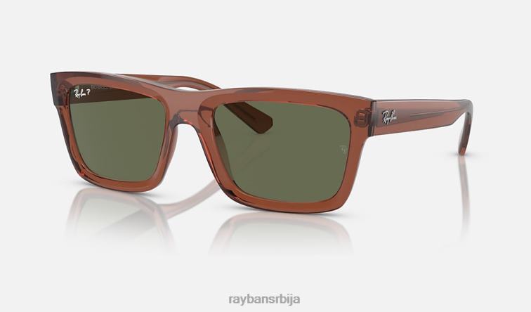 Ray-Ban Варрен био-басед P0HP163 наочаре за сунце полирана провидна браон/тамно зелена мушкарци