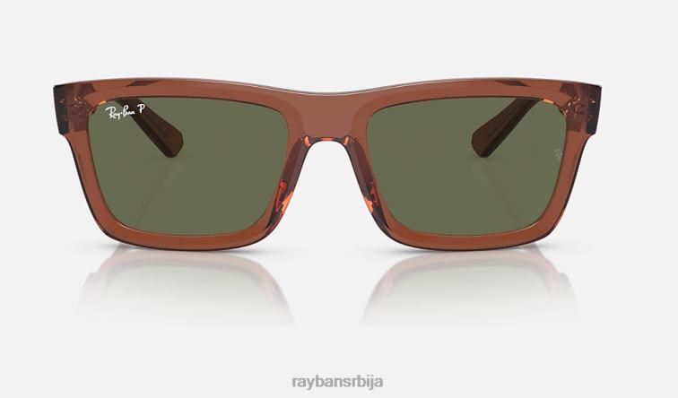 Ray-Ban Варрен био-басед P0HP163 наочаре за сунце полирана провидна браон/тамно зелена мушкарци