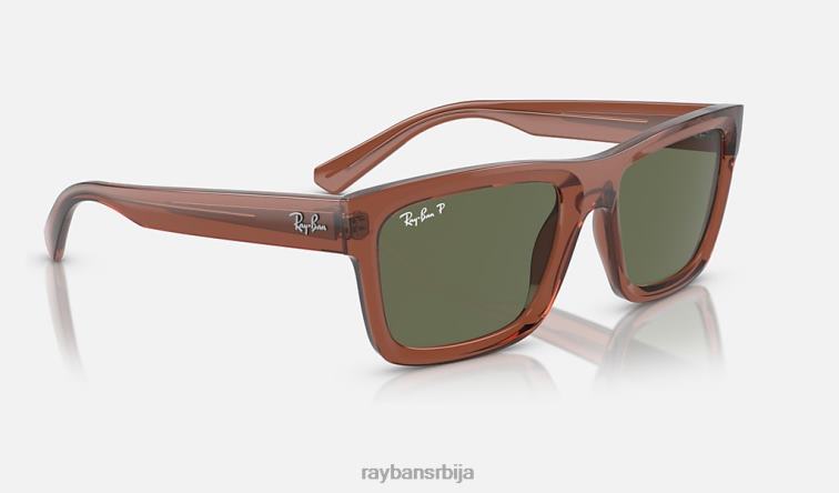 Ray-Ban Варрен био-басед P0HP163 наочаре за сунце полирана провидна браон/тамно зелена мушкарци