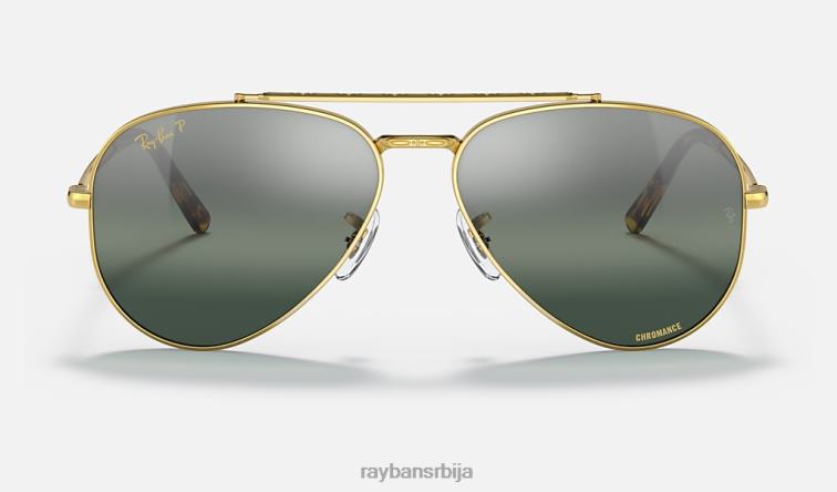 Ray-Ban нови авијатичар P0HP166 наочаре за сунце полирано злато/сребро/плаво мушкарци