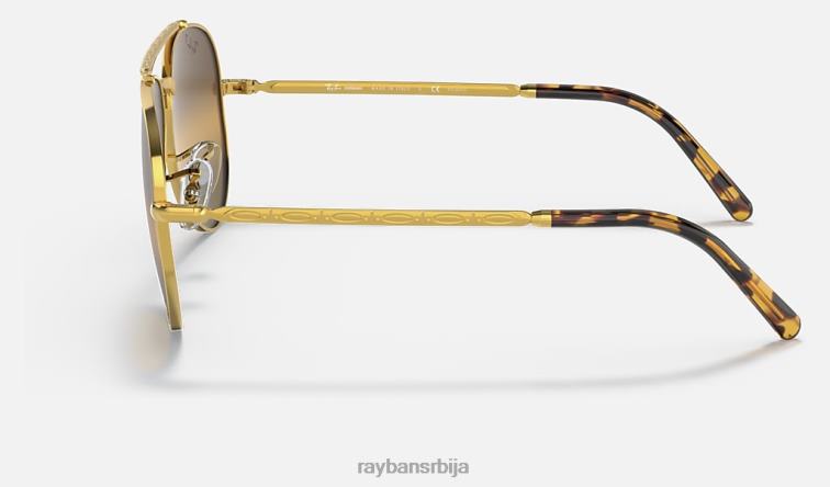 Ray-Ban нови авијатичар P0HP167 наочаре за сунце полирано злато/сребро/браон мушкарци