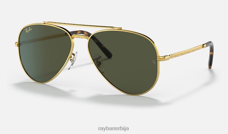 Ray-Ban нови авијатичар P0HP168 наочаре за сунце полирано златно/зелено мушкарци