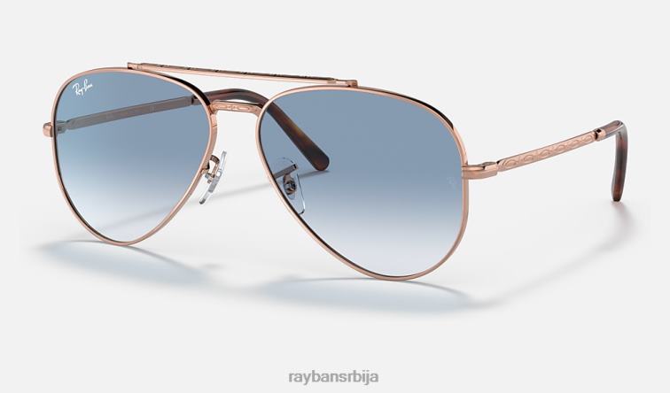 Ray-Ban нови авијатичар P0HP169 наочаре за сунце полирано ружичасто злато/плаво мушкарци