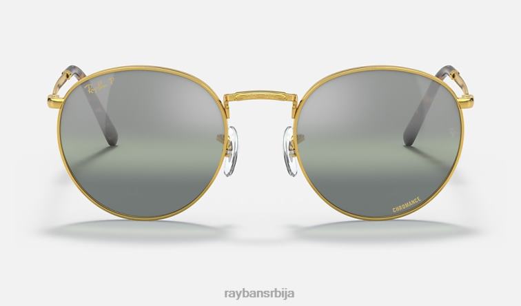 Ray-Ban нова рунда P0HP195 наочаре за сунце полирано злато / сребро / зелено мушкарци