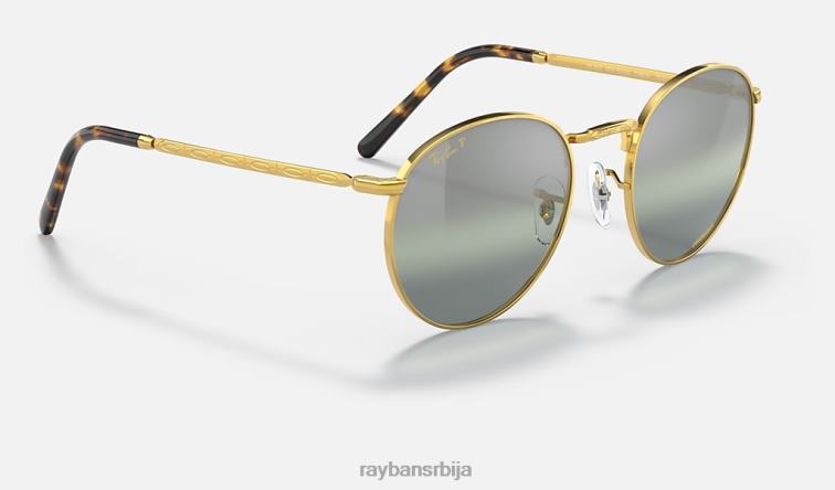 Ray-Ban нова рунда P0HP195 наочаре за сунце полирано злато / сребро / зелено мушкарци