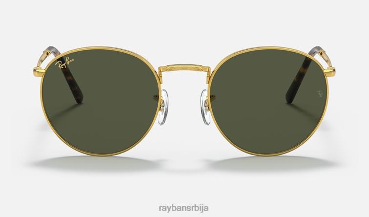 Ray-Ban нова рунда P0HP196 наочаре за сунце полирано златно/зелено мушкарци