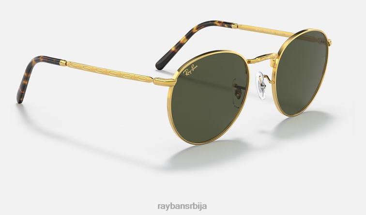 Ray-Ban нова рунда P0HP196 наочаре за сунце полирано златно/зелено мушкарци