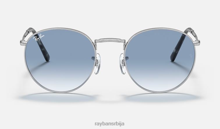 Ray-Ban нова рунда P0HP198 наочаре за сунце полирано сребрно/плаво мушкарци