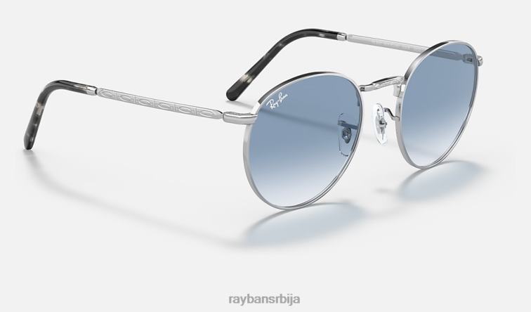 Ray-Ban нова рунда P0HP198 наочаре за сунце полирано сребрно/плаво мушкарци