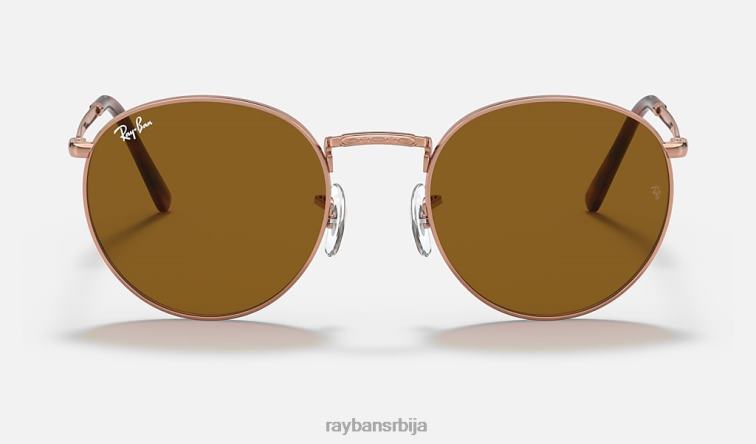 Ray-Ban нова рунда P0HP199 наочаре за сунце полирано ружичасто злато/браон мушкарци