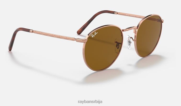 Ray-Ban нова рунда P0HP199 наочаре за сунце полирано ружичасто злато/браон мушкарци