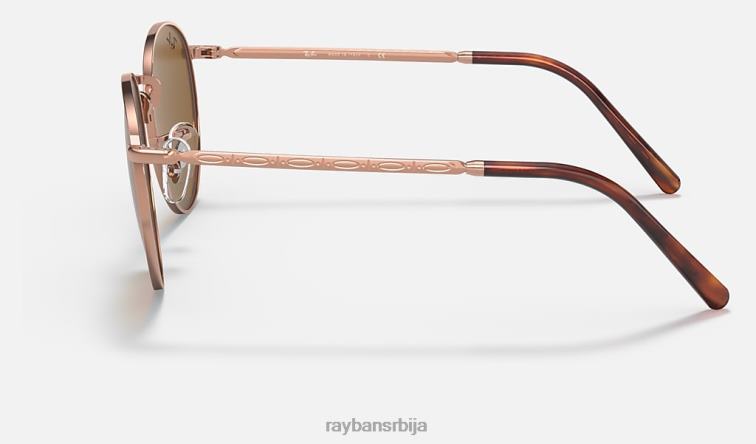 Ray-Ban нова рунда P0HP199 наочаре за сунце полирано ружичасто злато/браон мушкарци