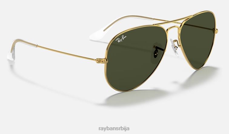 Ray-Ban авиатор цлассиц P0HP1 наочаре за сунце полирано златно/зелено мушкарци