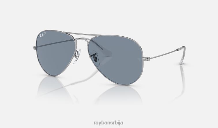 Ray-Ban авиатор цлассиц P0HP2 наочаре за сунце полирано сребрно/плаво мушкарци