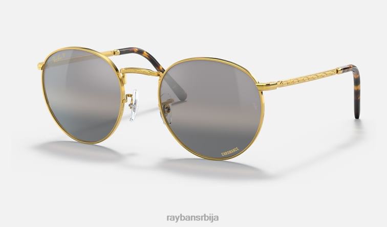 Ray-Ban нова рунда P0HP200 наочаре за сунце полирано злато/сребро/сиво мушкарци