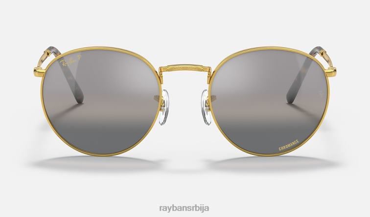 Ray-Ban нова рунда P0HP200 наочаре за сунце полирано злато/сребро/сиво мушкарци