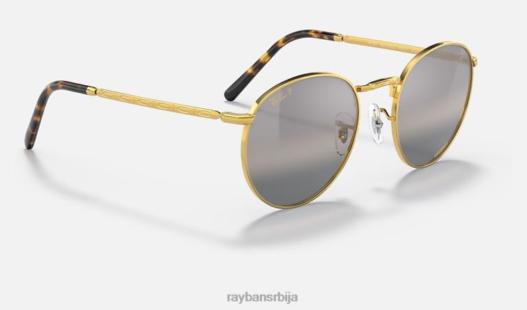 Ray-Ban нова рунда P0HP200 наочаре за сунце полирано злато/сребро/сиво мушкарци