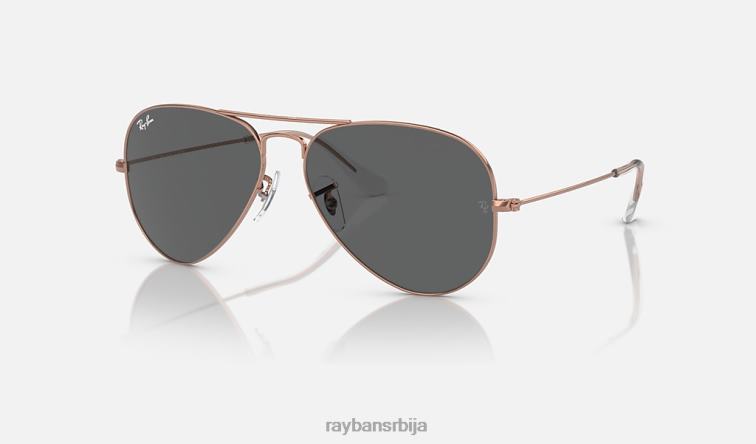 Ray-Ban авијатичар P0HP206 наочаре за сунце полирано ружичасто злато/тамно сива мушкарци