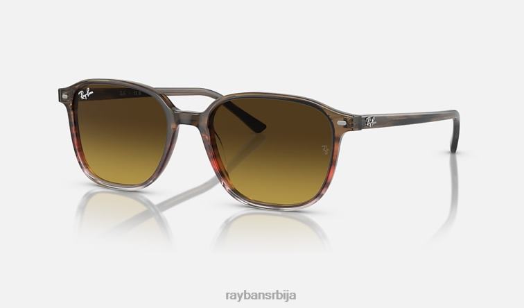 Ray-Ban леонард P0HP218 наочаре за сунце полиране пругасте смеђе/црвене/браон боје мушкарци
