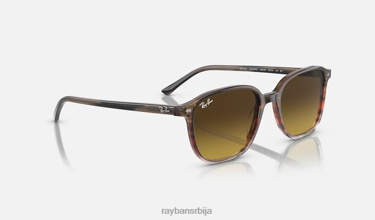 Ray-Ban леонард P0HP218 наочаре за сунце полиране пругасте смеђе/црвене/браон боје мушкарци