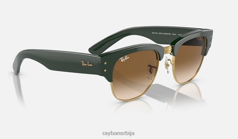 Ray-Ban мега цлубмастер P0HP21 наочаре за сунце полирано зелено на златно/светло браон мушкарци