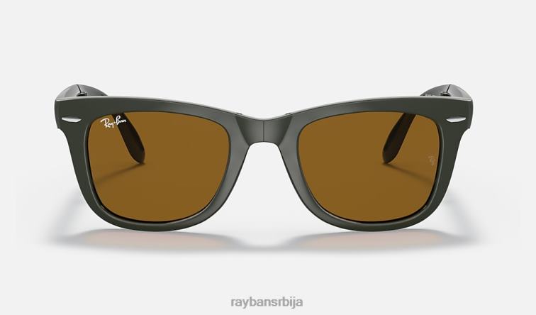 Ray-Ban ваифарер фолдинг цлассиц P0HP227 наочаре за сунце полирани војнички зелени/браон мушкарци