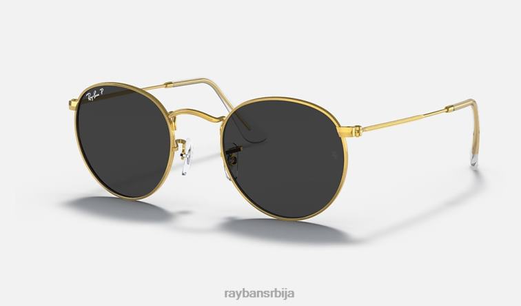 Ray-Ban округли метал P0HP25 наочаре за сунце полирано злато/црно мушкарци