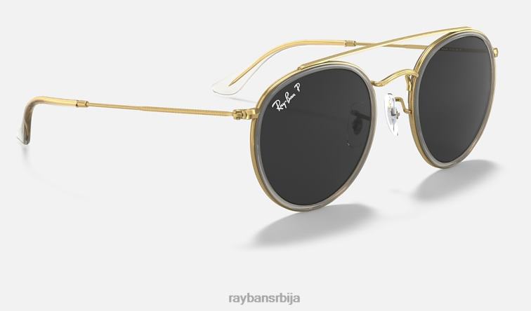 Ray-Ban округли дупли мост P0HP276 наочаре за сунце полирано злато/црно мушкарци