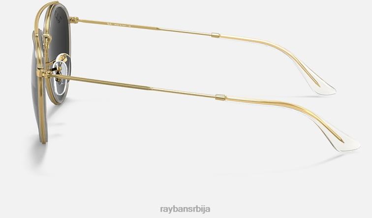 Ray-Ban округли дупли мост P0HP276 наочаре за сунце полирано злато/црно мушкарци