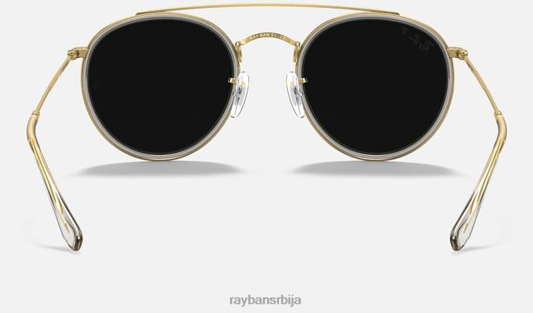 Ray-Ban округли дупли мост P0HP276 наочаре за сунце полирано злато/црно мушкарци