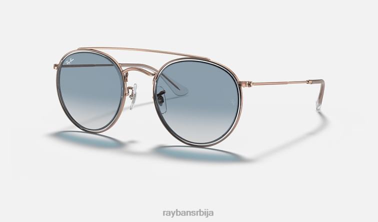 Ray-Ban округли дупли мост P0HP278 наочаре за сунце полирани бакар/светлоплава мушкарци