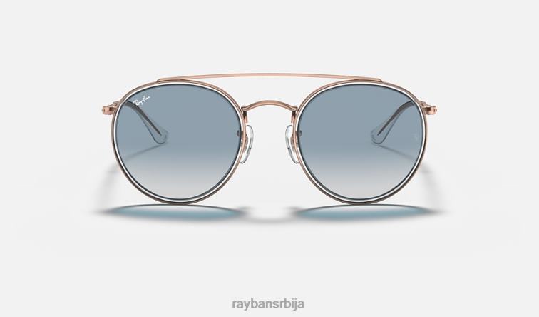 Ray-Ban округли дупли мост P0HP278 наочаре за сунце полирани бакар/светлоплава мушкарци